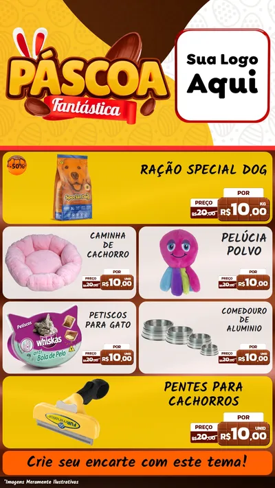 Modelo de TV para TV Vertical com o tema Páscoa Fantástica para Pet Shop