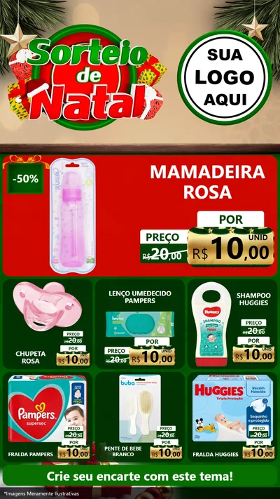 Modelo de Rede Social para Stories com o tema Sorteio de Natal para Bebês