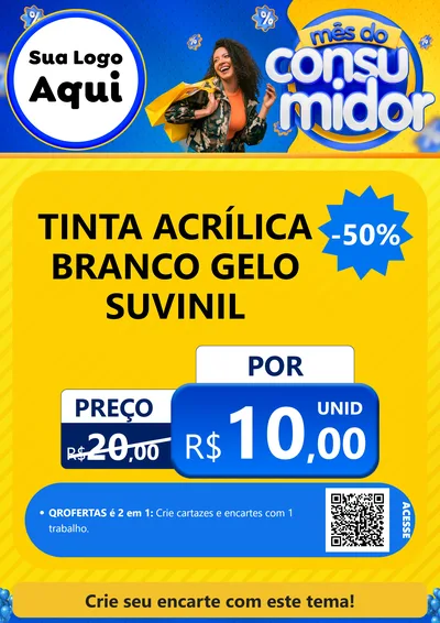 Modelo de Cartaz para Cartaz A4 Vertical com o tema Mês do Consumidor para Tintas e Ferramentas