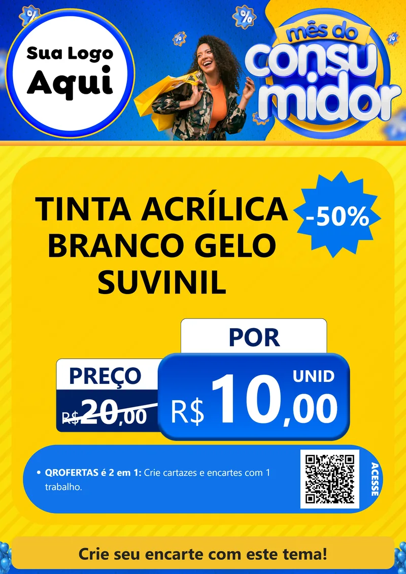 Modelo de Cartaz para Cartaz A4 Vertical com o tema Mês do Consumidor para Tintas e Ferramentas