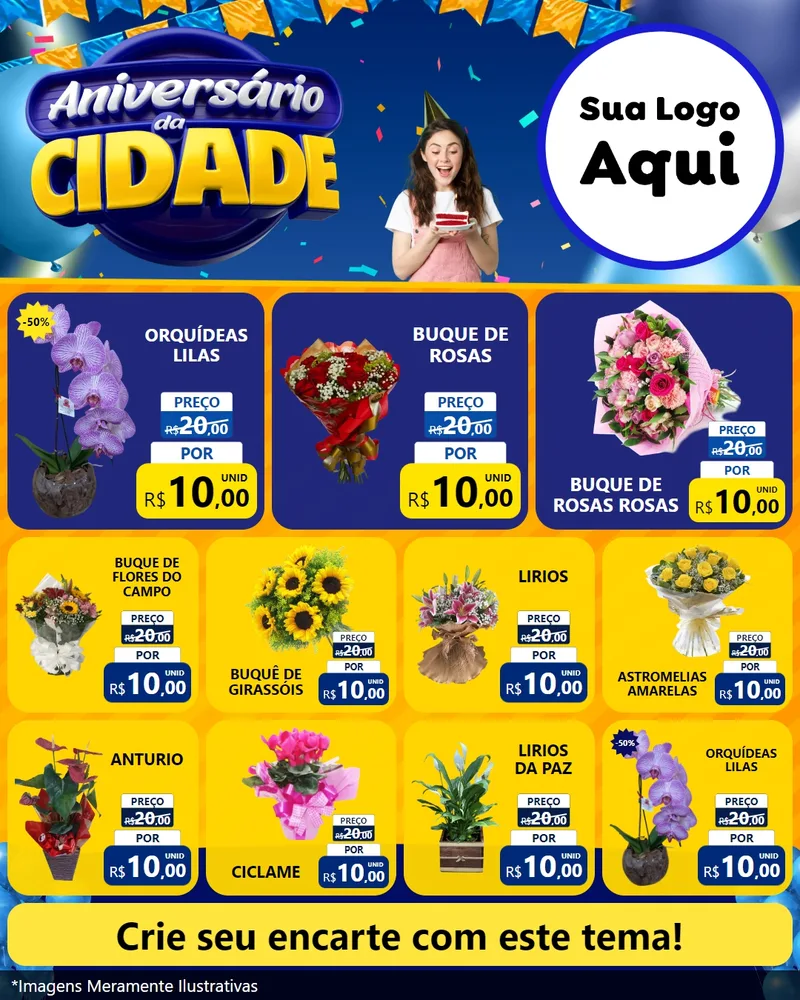 Modelo de Rede Social para Feed Instagram com o tema Aniversário da Cidade para Floricultura e jardim