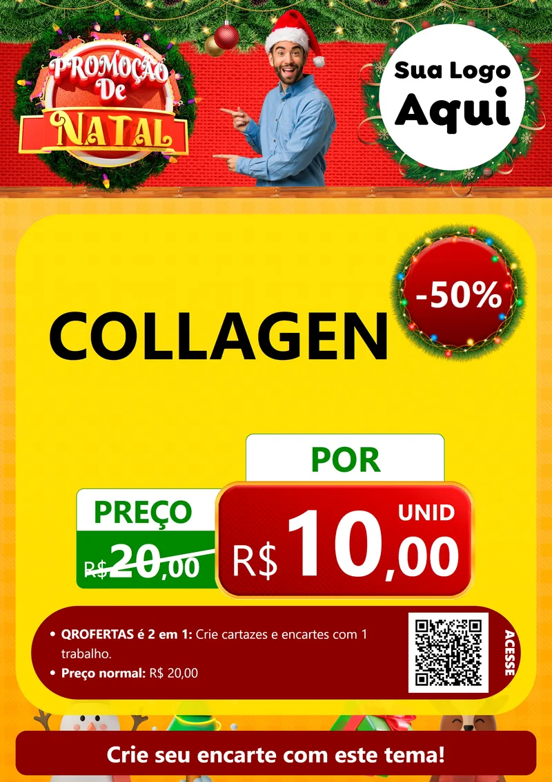 Modelo de Cartaz para Cartaz A4 Vertical com o tema Promoção de Natal para Suplementos alimentares