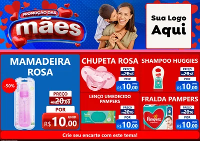 Modelo de Encarte para Encarte A4 Horizontal com o tema Promoção das Mães para Bebês