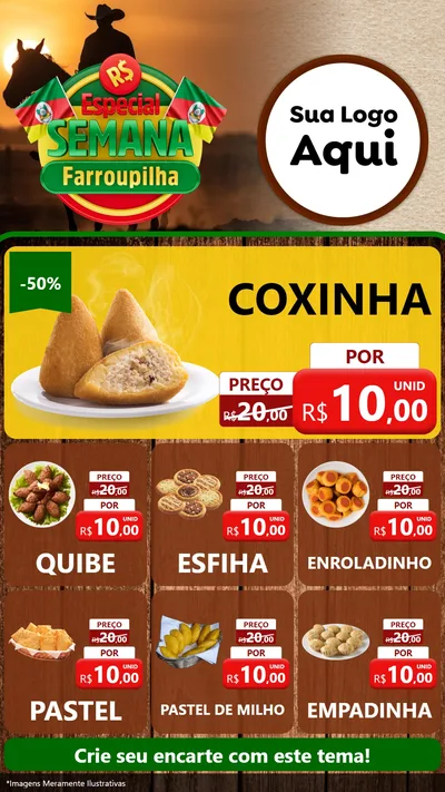 Modelo de Rede Social para Stories com o tema Especial Semana Farroupilha para Salgadaria
