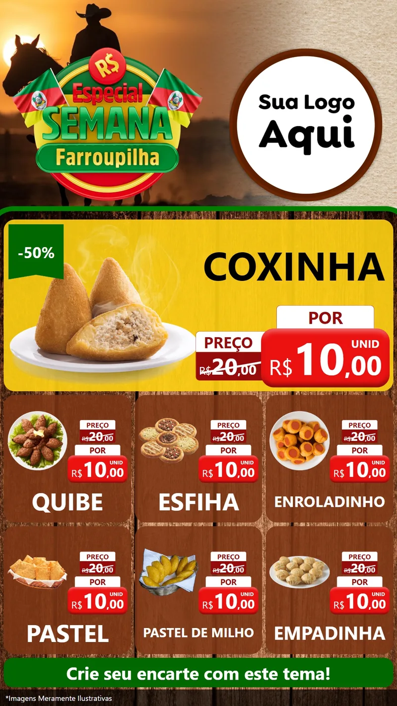 Modelo de Rede Social para Stories com o tema Especial Semana Farroupilha para Salgadaria