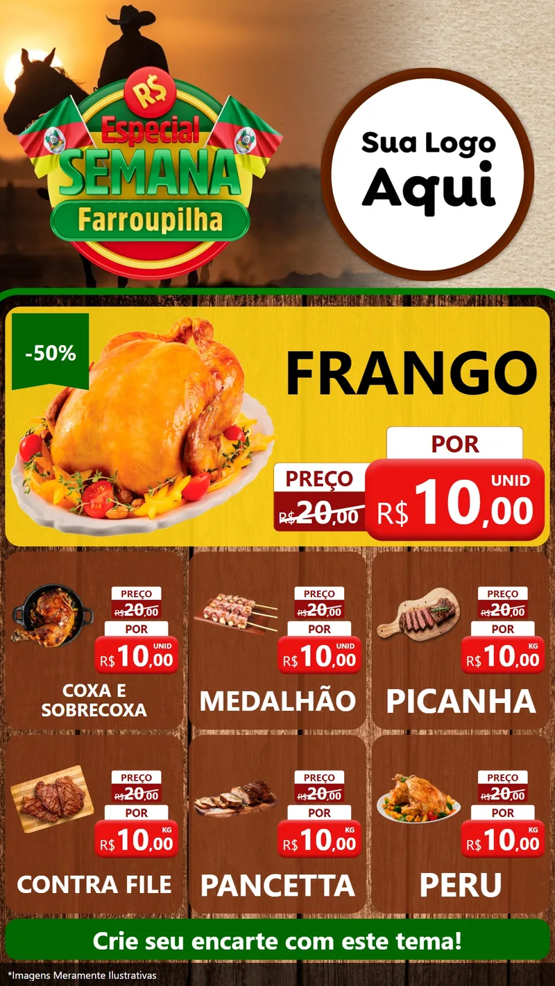 Modelo de Rede Social para Stories com o tema Especial Semana Farroupilha para Assados