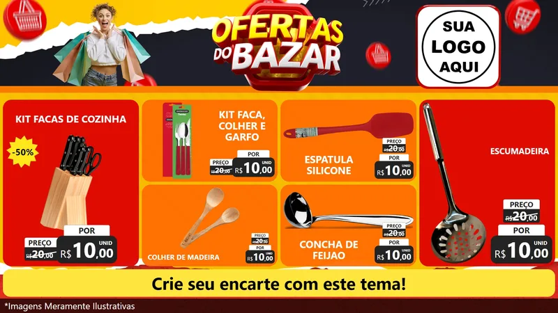 Modelo de TV para TV Horizontal com o tema Ofertas do Bazar para Utilidades Domésticas