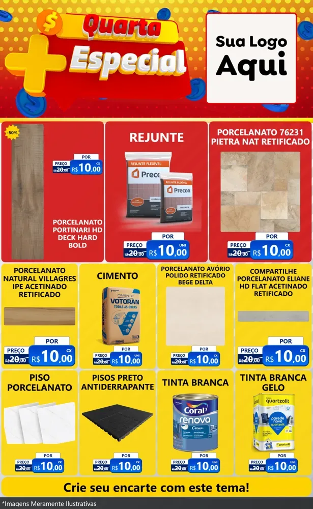 Modelo de Encarte para Encarte Grande com o tema Quarta Mais Especial para Pisos e revestimentos
