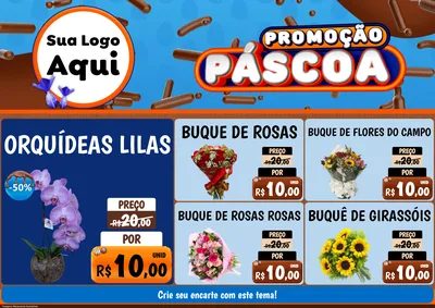 Modelo de Encarte para Encarte A4 Horizontal com o tema Promoção Páscoa para Floricultura e jardim