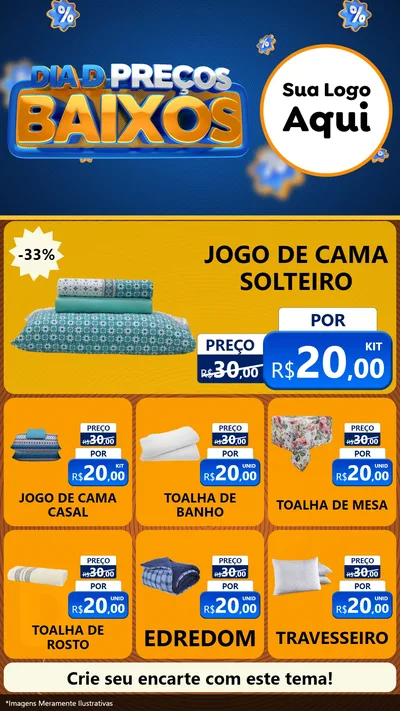 Modelo de Rede Social para Stories com o tema Dia D Preço Baixo para Cama, Mesa e Banho