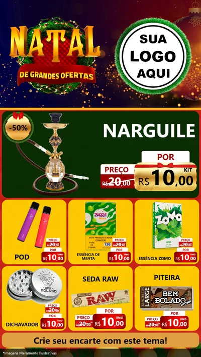 Modelo de Rede Social para Stories com o tema Natal de Grandes Ofertas para Tabacaria