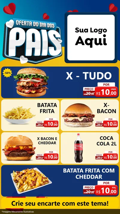 Modelo de TV para TV Vertical com o tema Oferta Do Dia Dos Pais para Hamburgueria