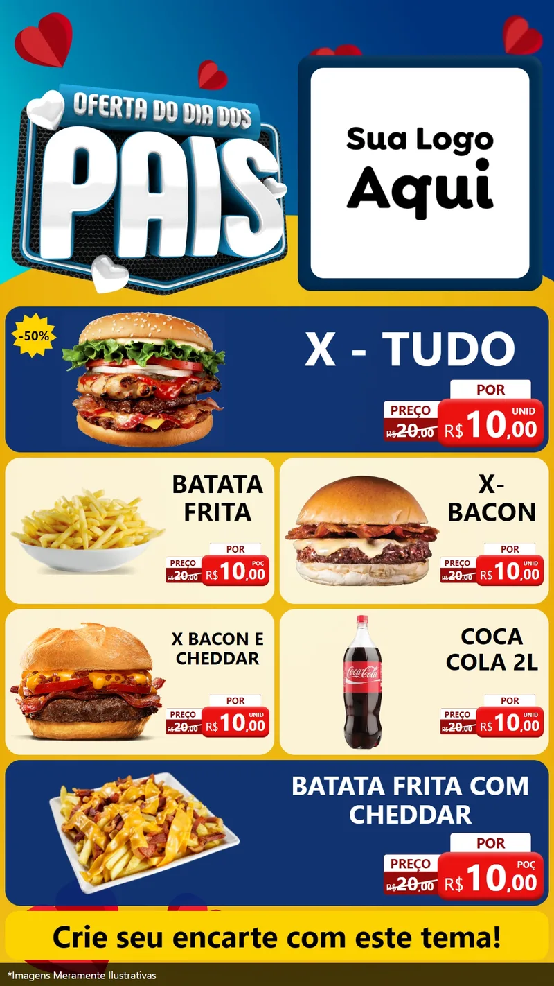 Modelo de TV para TV Vertical com o tema Oferta Do Dia Dos Pais para Hamburgueria