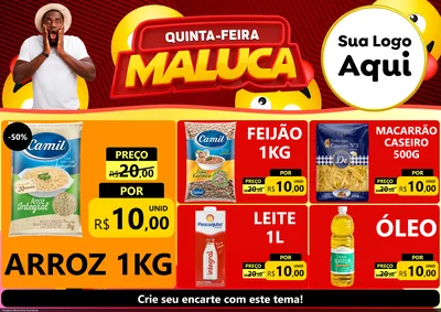 Modelo de Encarte para Encarte A4 Horizontal com o tema Quinta-feira Maluca para Supermercado