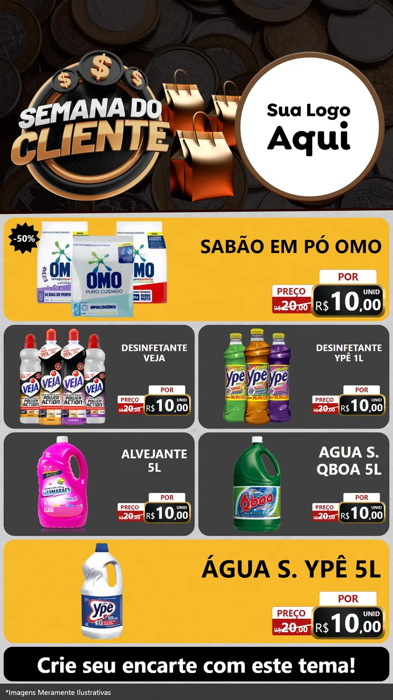 Modelo de TV para TV Vertical com o tema Semana do Cliente para Produtos de Limpeza