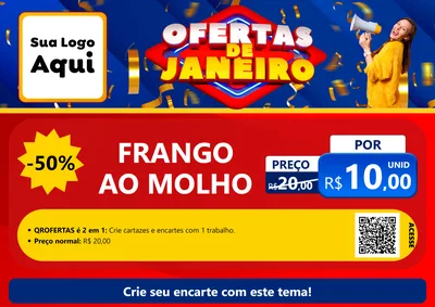 Modelo de Cartaz para Cartaz A4 Horizontal com o tema Ofertas de Janeiro para Restaurante