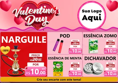 Modelo de Encarte para Encarte A4 Horizontal com o tema Valentine's Day para Tabacaria