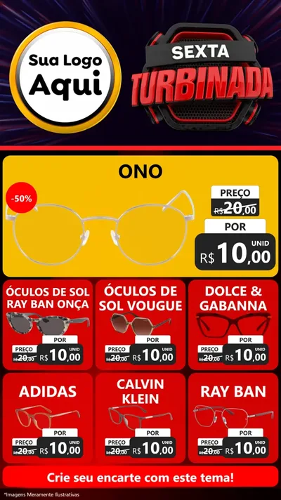 Modelo de Rede Social para Stories com o tema Sexta Turbinada para Óticas