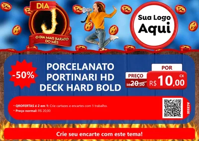Modelo de Cartaz para Cartaz A4 Horizontal com o tema Dia J - O Dia Mais Barato Do Mês para Pisos e revestimentos