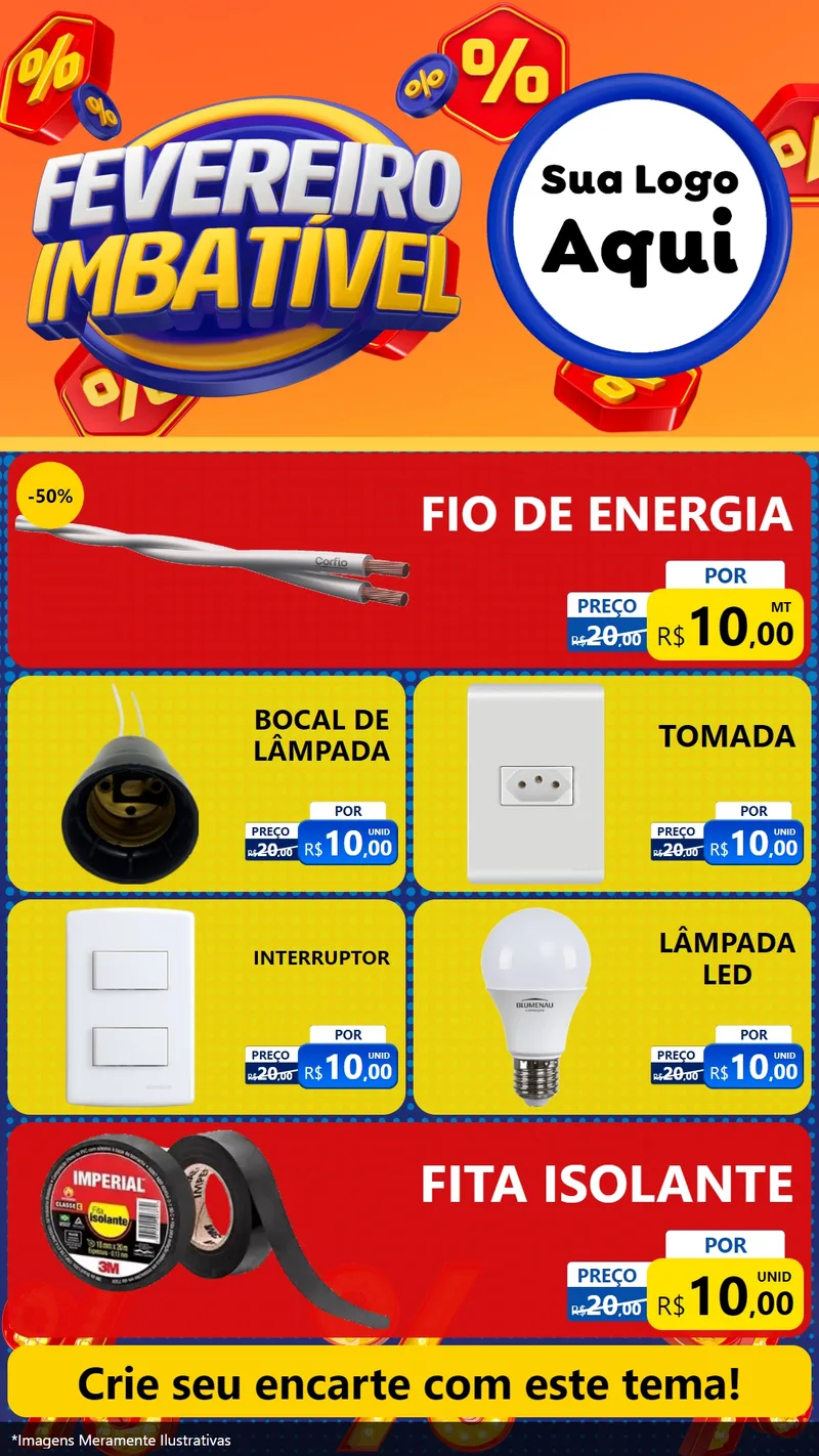 Modelo de TV para TV Vertical com o tema Fevereiro Imbatível para Materiais Elétricos
