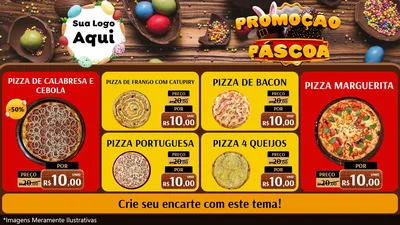 Modelo de TV para TV Horizontal com o tema Promoção Páscoa para Pizzaria