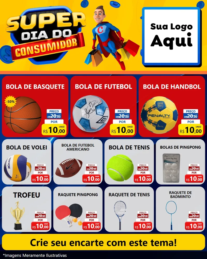 Modelo de Rede Social para Feed Instagram com o tema Super Dia do Consumidor para Artigos Esportivos