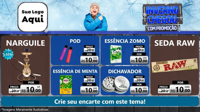 Modelo de TV para TV Horizontal com o tema Inverno Chegou Com Promoção para Tabacaria