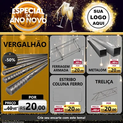 Modelo de Rede Social para Feed Facebook com o tema Especial de Ano Novo para Ferragens