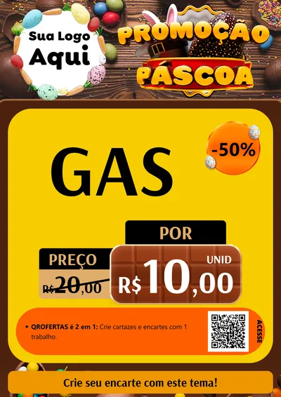 Modelo de Cartaz para Cartaz A4 Vertical com o tema Promoção Páscoa para Água e gás