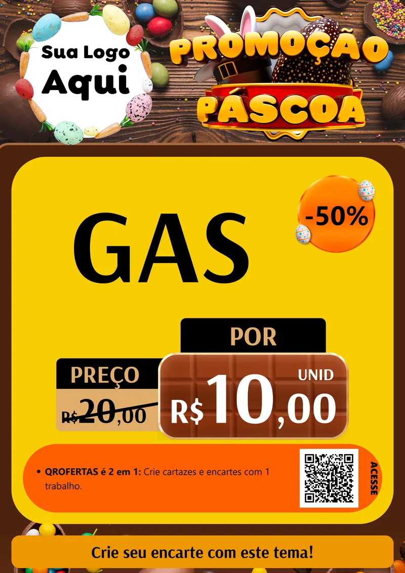 Modelo de Cartaz para Cartaz A4 Vertical com o tema Promoção Páscoa para Água e gás