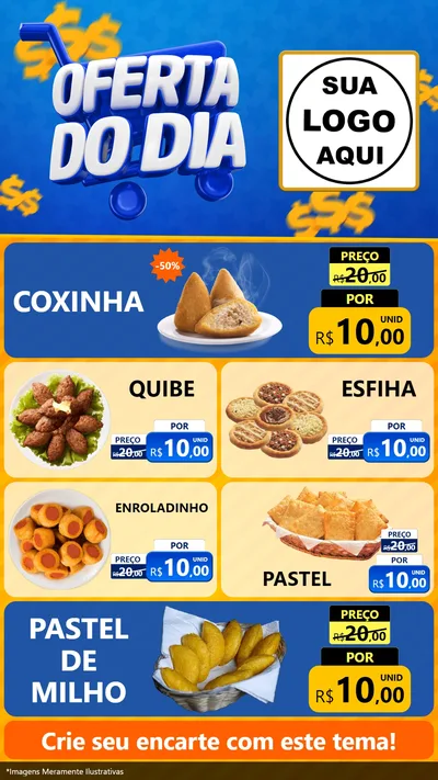 Modelo de TV para TV Vertical com o tema Oferta do Dia para Salgadaria
