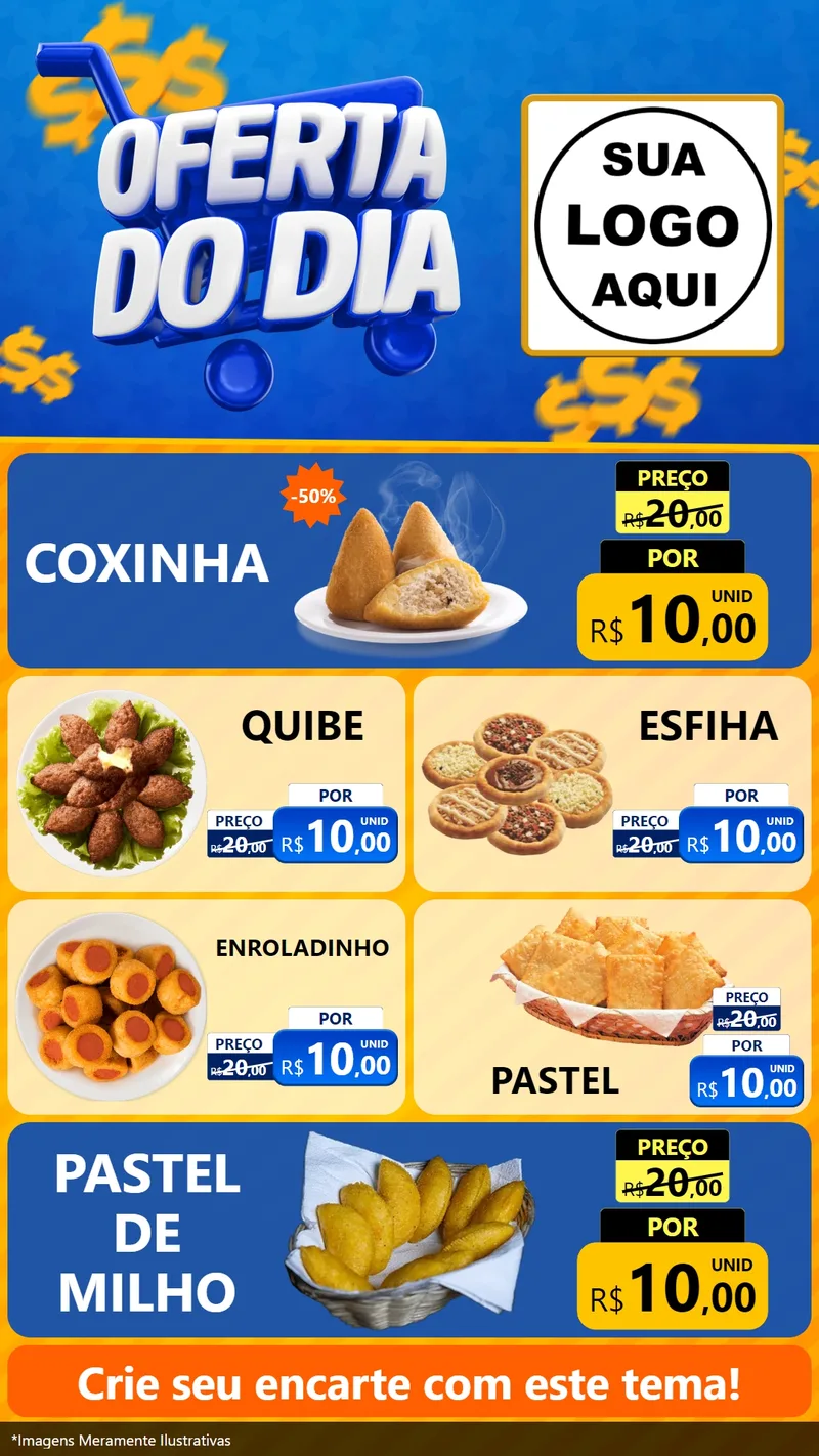 Modelo de TV para TV Vertical com o tema Oferta do Dia para Salgadaria