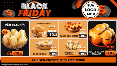 Modelo de TV para TV Horizontal com o tema Black Friday para Padaria