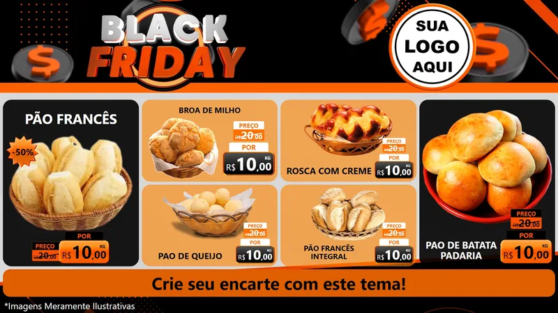 Modelo de TV para TV Horizontal com o tema Black Friday para Padaria