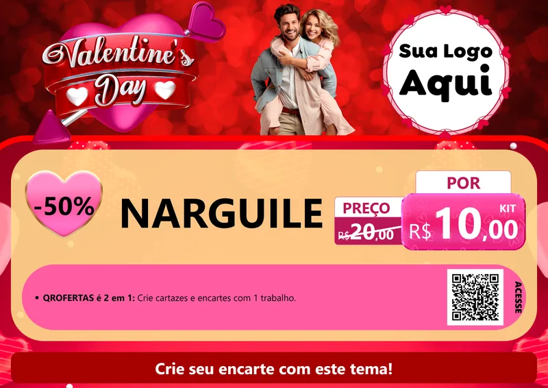 Modelo de Cartaz para Cartaz A4 Horizontal com o tema Valentine's Day para Tabacaria