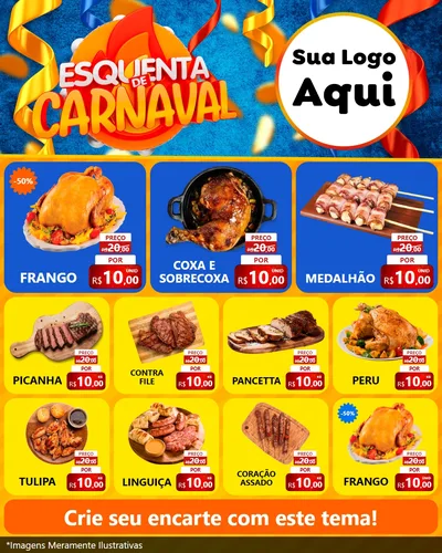 Modelo de Rede Social para Feed Instagram com o tema Esquenta de Carnaval para Assados