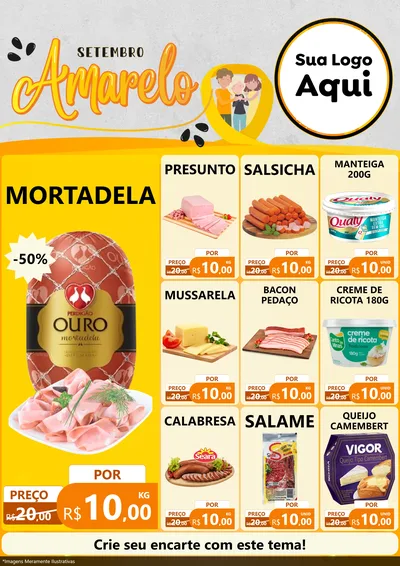 Modelo de Encarte para Encarte A4 Vertical com o tema Setembro Amarelo para Frios e Laticínios