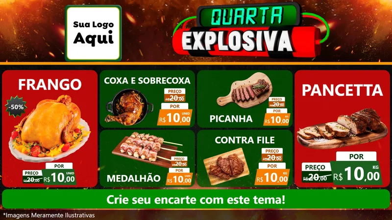 Modelo de TV para TV Horizontal com o tema Quarta Explosiva para Assados