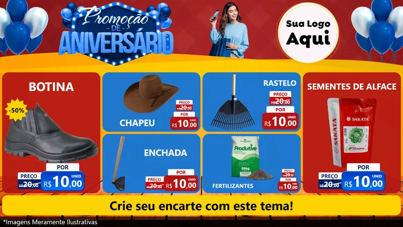 Modelo de TV para TV Horizontal com o tema Promoção de Aniversário para Agropecuária