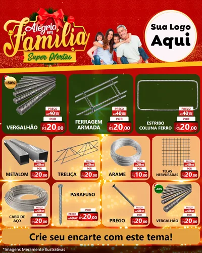 Modelo de Rede Social para Feed Instagram com o tema Alegria em Família Super Ofertas - Natal para Ferragens