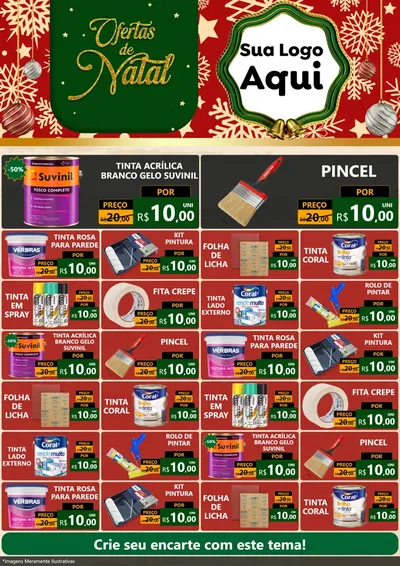 Modelo de Encarte para Encarte A4 Vertical com o tema Natal de Ofertas para Tintas e Ferramentas
