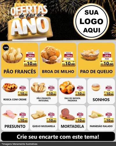 Modelo de Rede Social para Feed Instagram com o tema Ofertas de Fim de Ano para Padaria