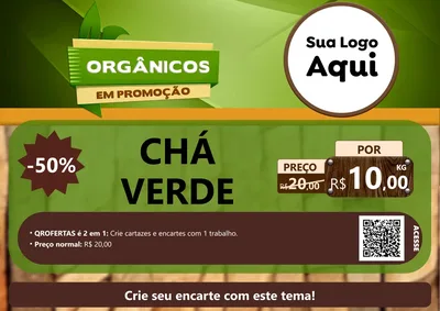 Modelo de Cartaz para Cartaz A4 Horizontal com o tema Orgânicos em Promoção para Produtos Naturais