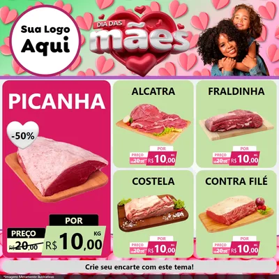 Modelo de Rede Social para Feed Facebook com o tema Dia das Mães para Açougue