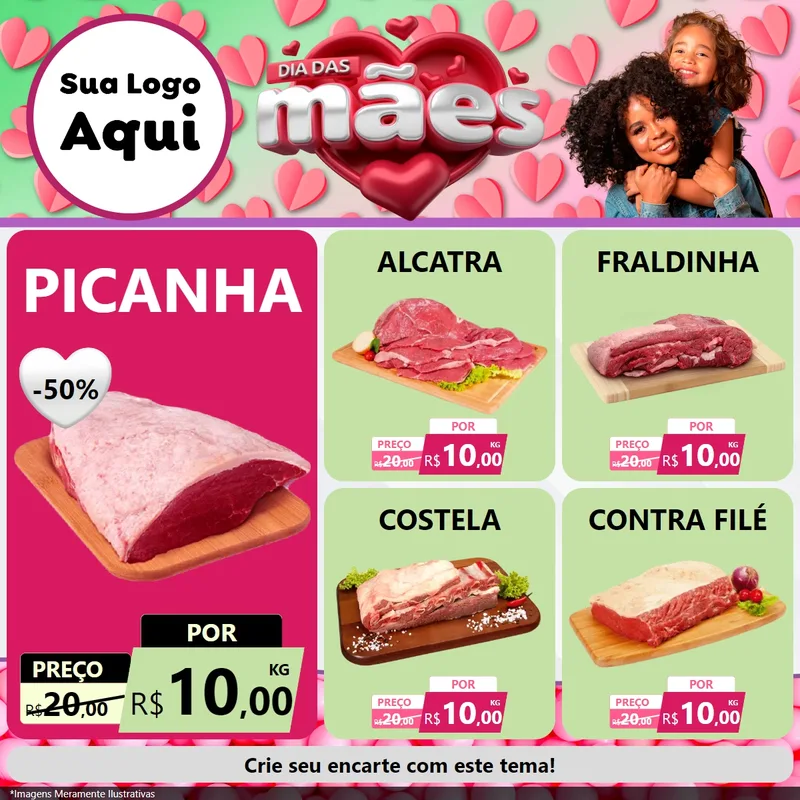 Modelo de Rede Social para Feed Facebook com o tema Dia das Mães para Açougue