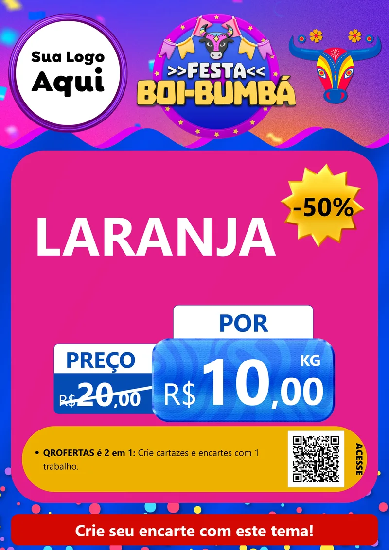 Modelo de Cartaz para Cartaz A4 Vertical com o tema Festa Boi-Bumbá para Hortifrúti