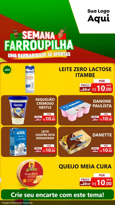 Modelo de TV para TV Vertical com o tema Semana Farroupilha - Uma Barbaridade de Ofertas para Frios e Laticínios