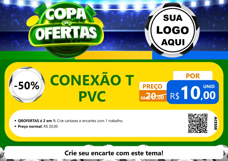 Modelo de Cartaz para Cartaz A4 Horizontal com o tema Copa de Ofertas para Tubos e conexões