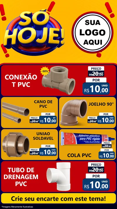 Modelo de TV para TV Vertical com o tema Só Hoje! para Tubos e conexões