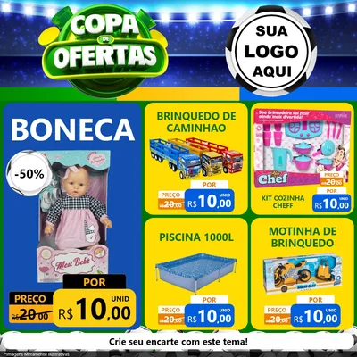 Modelo de Rede Social para Feed Facebook com o tema Copa de Ofertas para Brinquedos